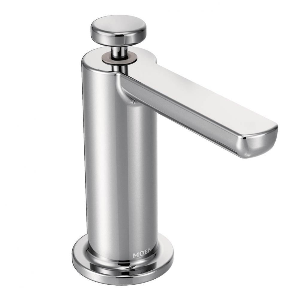 Modern Deck Mounted Kitchen Soap Dispenser with Above the Sink Refillable Bottle, Chrome