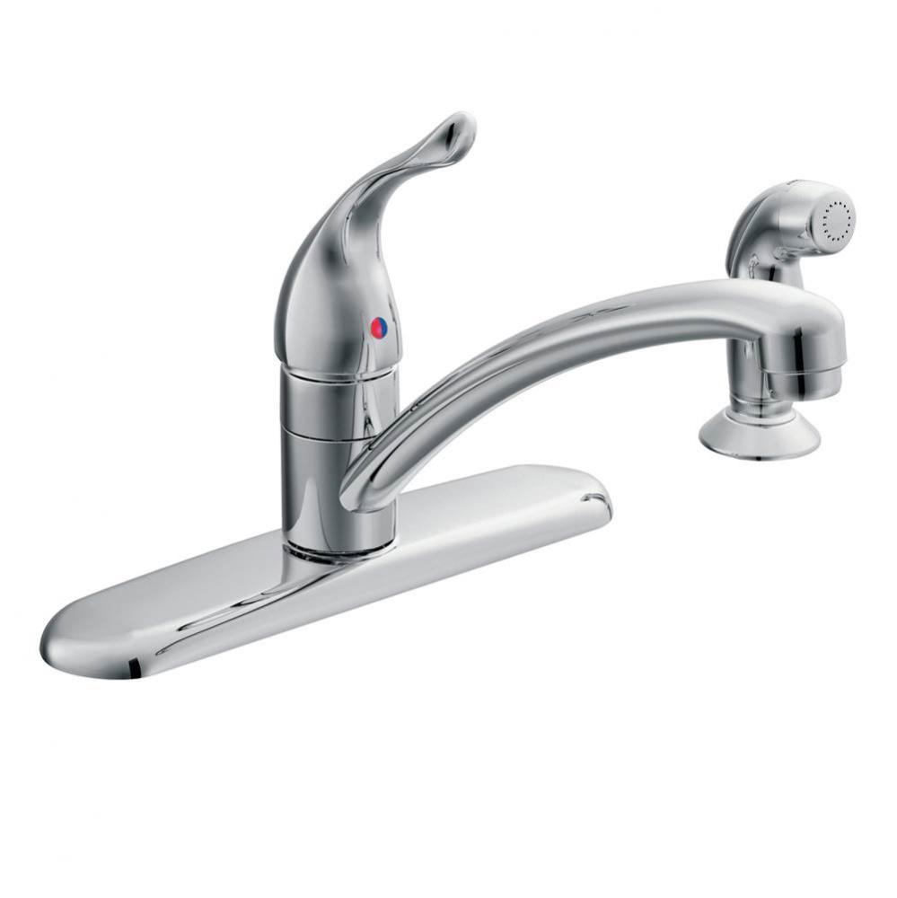 Chateau Single-Handle Standard Kitchen Faucet with Side Sprayer in Chrome