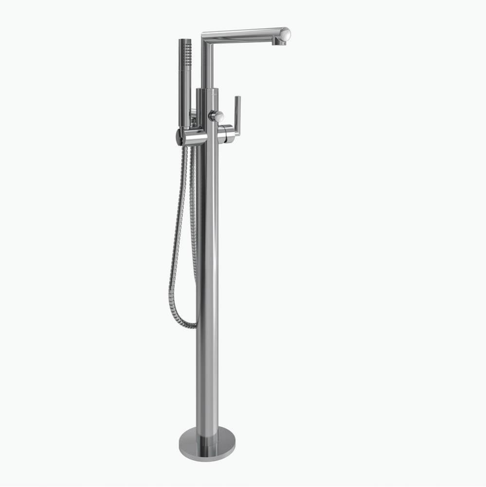 Arris One-Handle Modern Freestanding Floor Mount Tub Filler with Handshower, Chrome