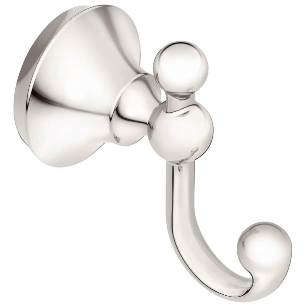 Wynford Double Robe Hook, Polished Nickel