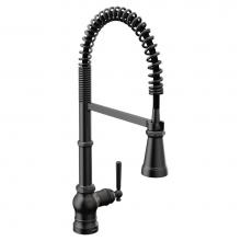 Moen S72103BL - Paterson One Handle Pre-Rinse Spring Pulldown Kitchen Faucet with Power Boost, Matte Black