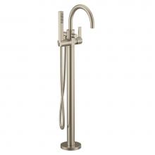 Moen 615BN - Cia One Handle Freestanding Floor Mount Tub Filler with Handshower in Brushed Nickel