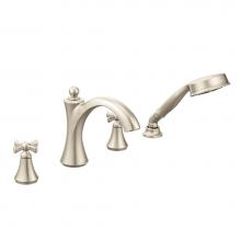 Moen T658BN - Wynford 2-Handle Deck-Mount Roman Tub Faucet with Handshower in Brushed Nickel