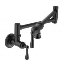 Moen S664BL - Traditional Wall Mount Swing Arm Folding Pot Filler Kitchen Faucet, Matte Black