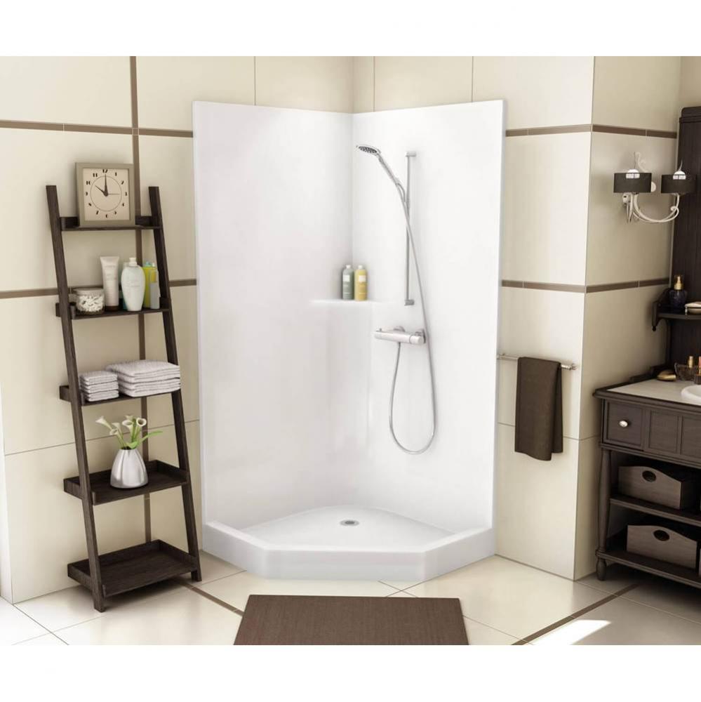 CSS40 42 x 42 AcrylX Corner Center Drain One-Piece Shower in White