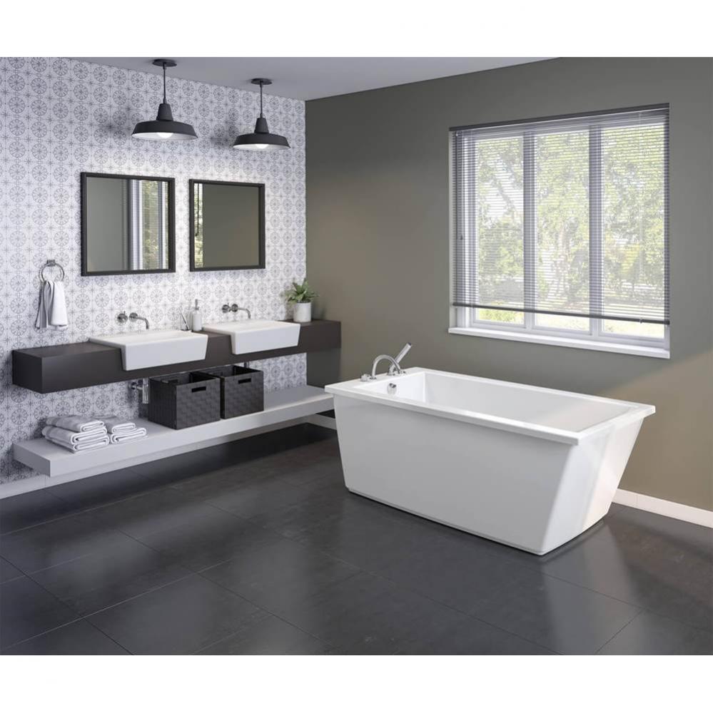 Elinor 60 x 32 AcrylX Freestanding End Drain Bathtub in White with White Skirt