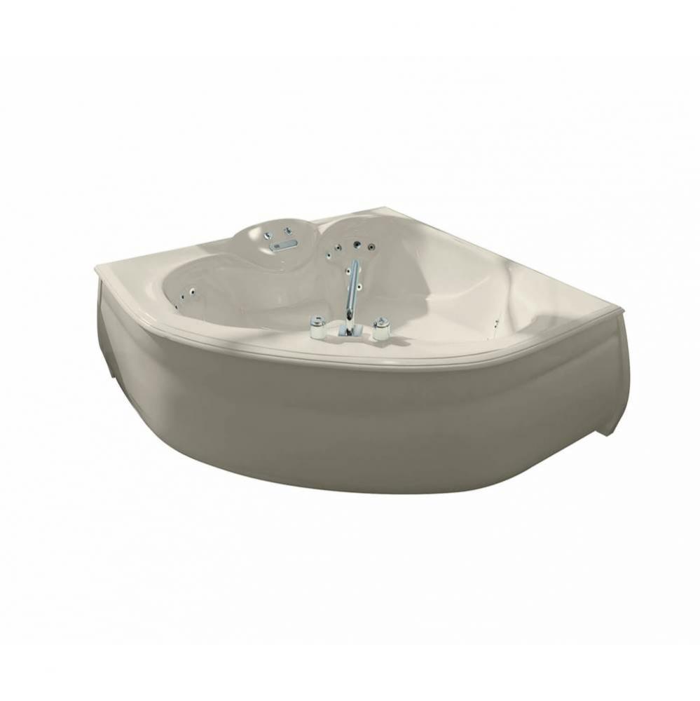 Kashmir 59.75 in. x 59.75 in. Corner Bathtub with Center Drain in Bone