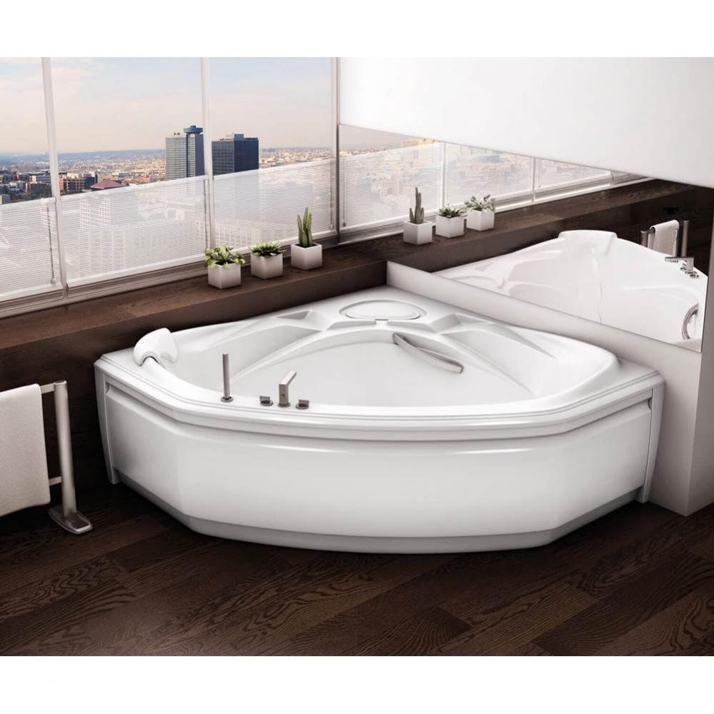 Infinity 60 in. x 60 in. Corner Bathtub with Hydromax System Center Drain in White