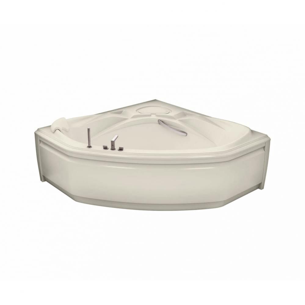 Infinity 60 in. x 60 in. Corner Bathtub with Aerofeel System Center Drain in Bone