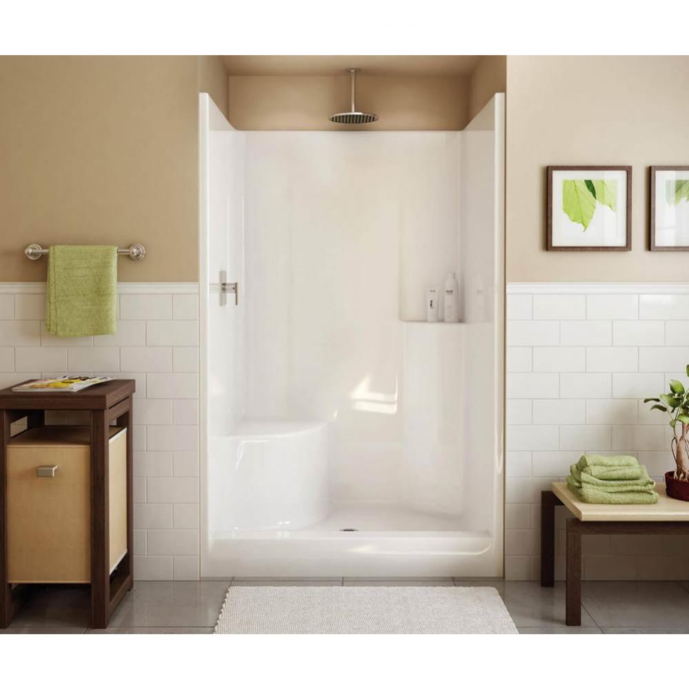 Evergreen 47.75 in. x 37 in. x 76.25 in. 1-piece Shower with Right Seat, Center Drain in White