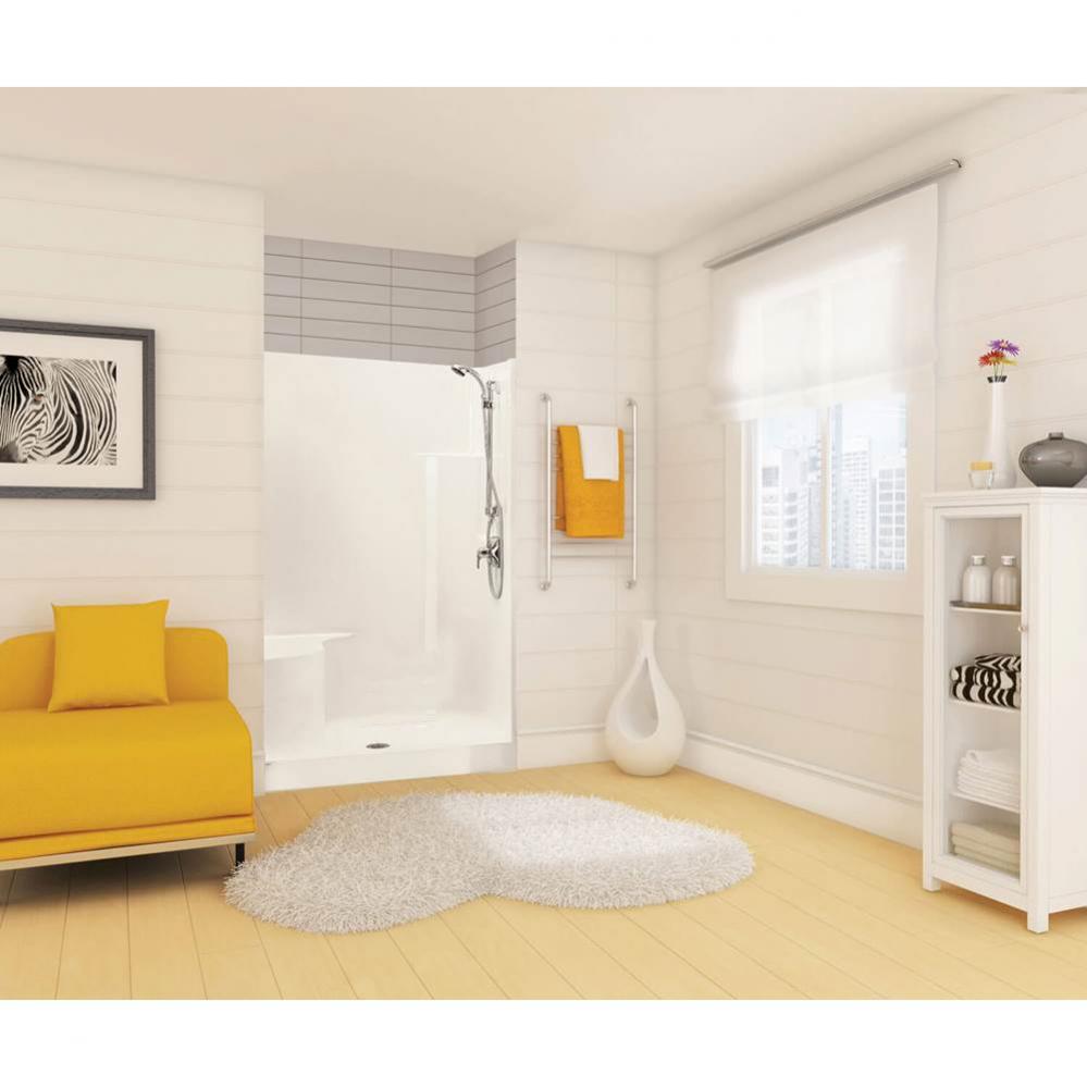 Carlton I 47.625 in. x 34.875 in. x 75 in. 1-piece Shower with Right Seat, Center Drain in White