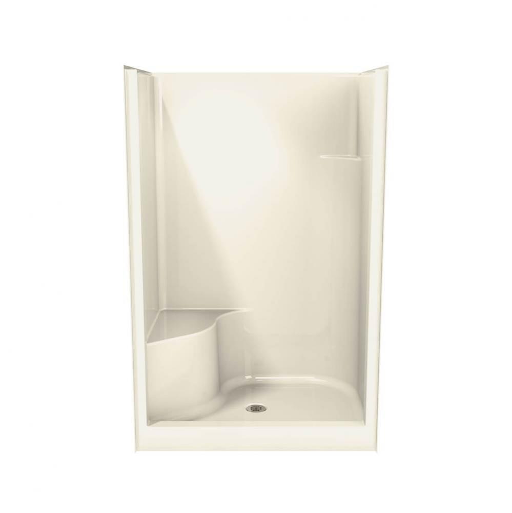 Carlton I 47.625 in. x 34.875 in. x 75 in. 1-piece Shower with Left Seat, Center Drain in Bone