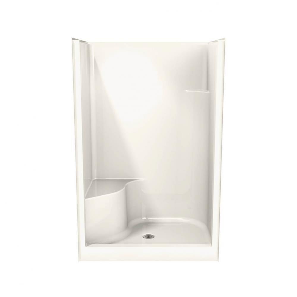 Carlton I 47.625 in. x 34.875 in. x 75 in. 1-piece Shower with Right Seat, Center Drain in Biscuit