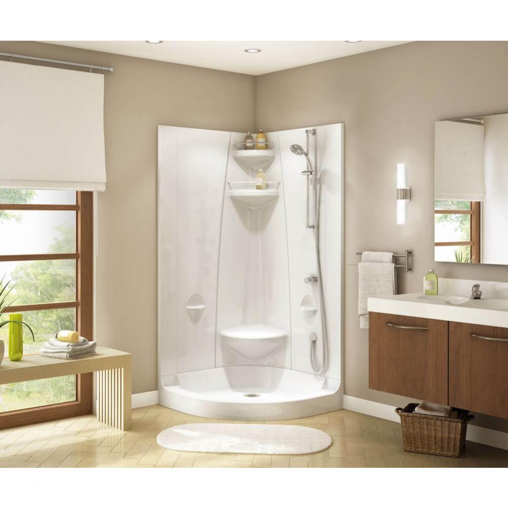 Freestyle 37 Neo-Round 36.5 in. x 36.5 in. x 77.5 in. 1-piece Shower With Center Footrest in White