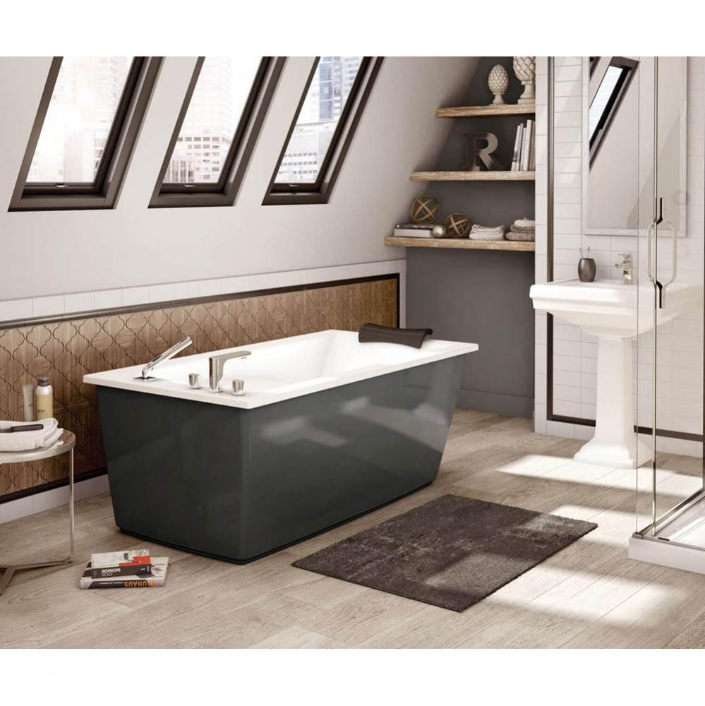 Optik 6032 F Acrylic Freestanding End Drain Aerofeel Bathtub in White with Thunder Grey Skirt