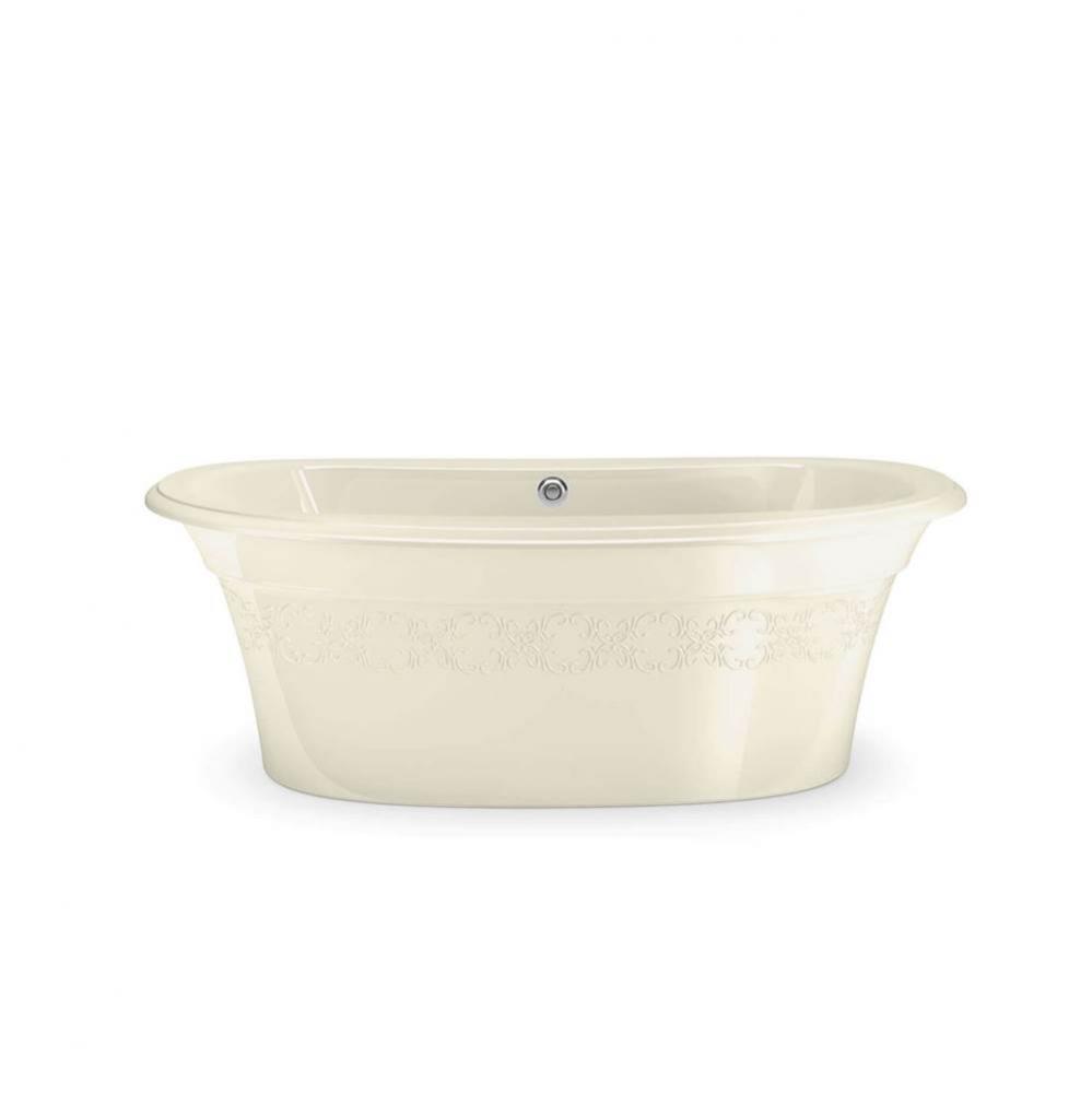 Ella Embossed 66 in. x 36 in. Freestanding Bathtub with Center Drain in Bone