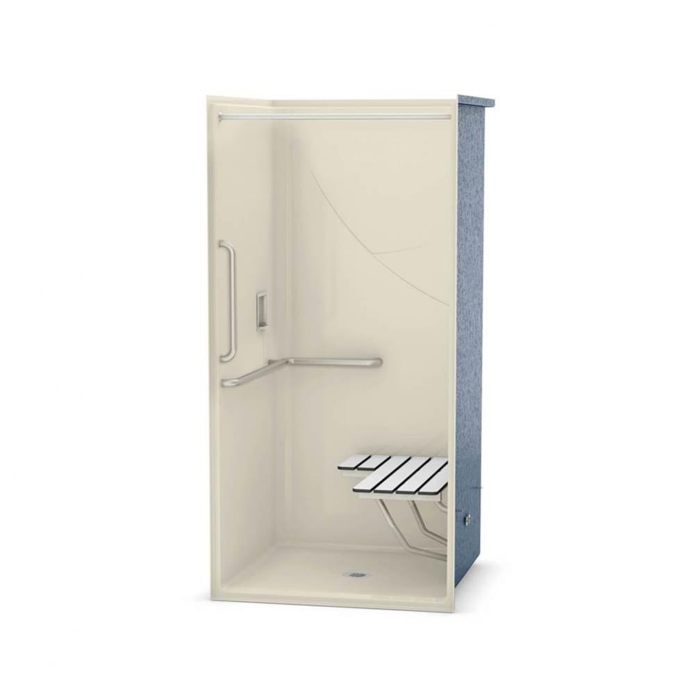 OPS-3636-RS L-BAR, VERTICAL BAR &amp; Seat 36 in. x 36 in. x 76.625 in. 1-piece Shower with Right-