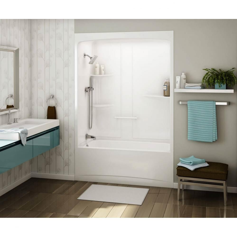 Allia TSR-6032 Acrylic Alcove Left-Hand Drain One-Piece Tub Shower in White