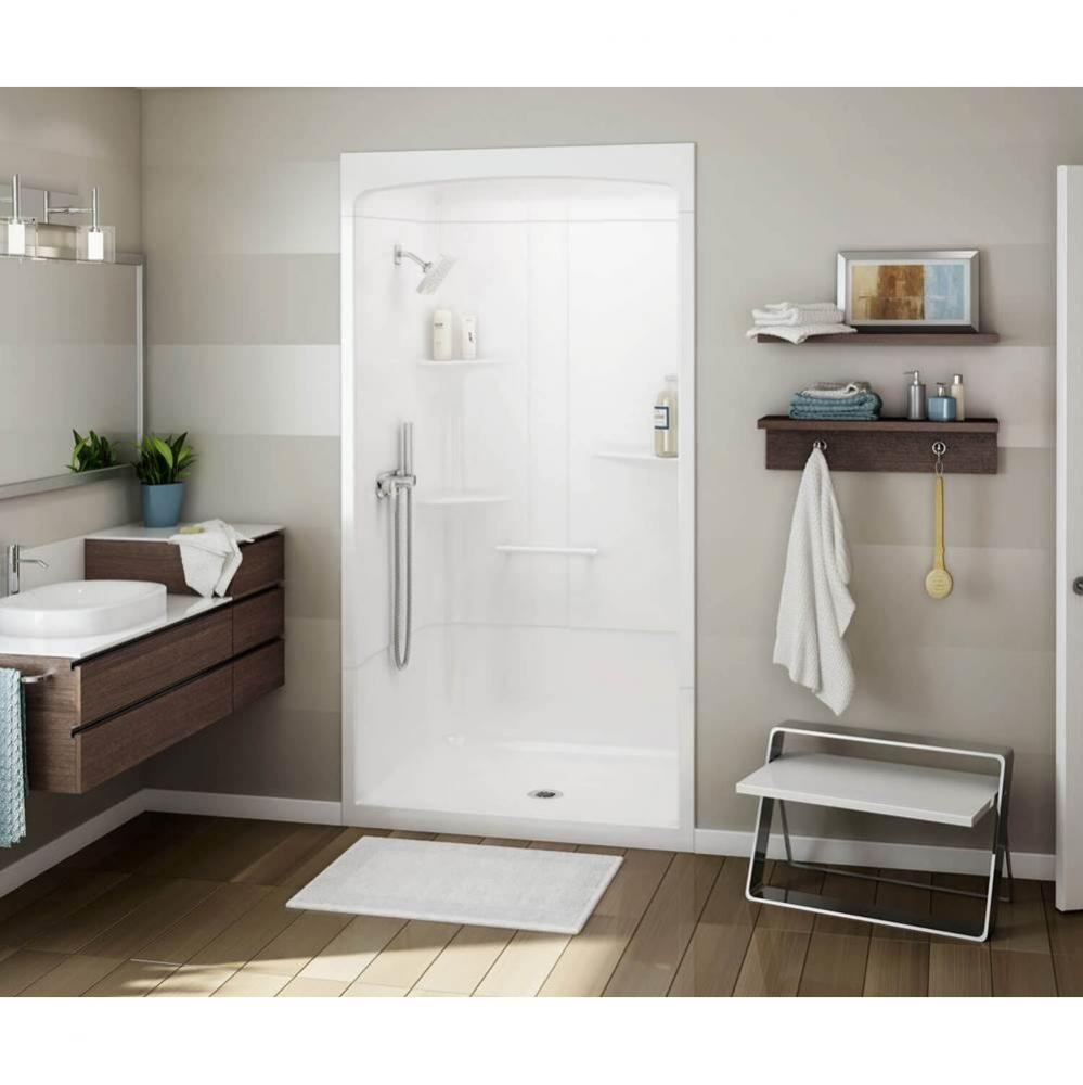 ALLIA SHR-4834 Acrylic Alcove Center Drain Three-Piece Shower in White