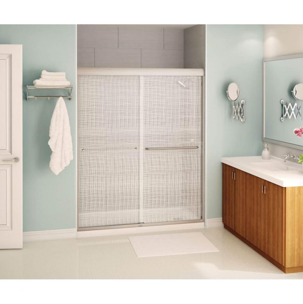 Kameleon 55-59 in. x 71 in. Bypass Alcove Shower Door with Linen Glass in Brushed Nickel