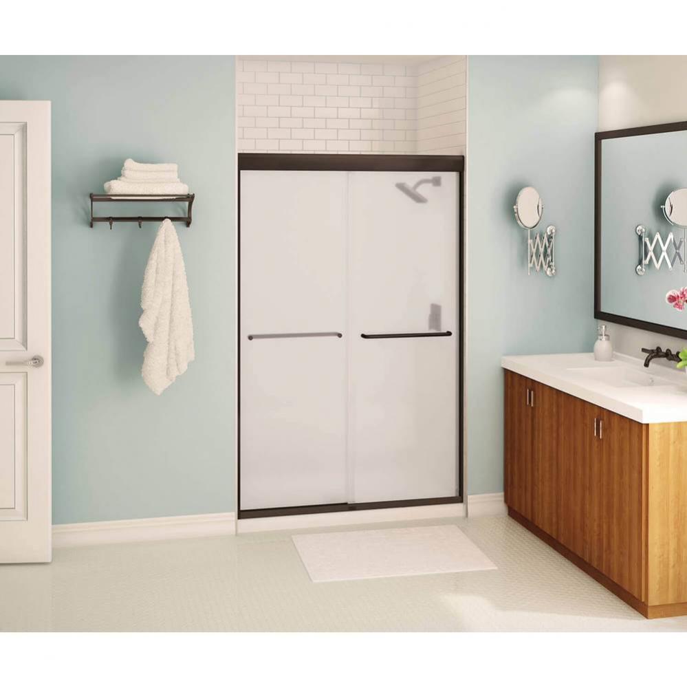 Aura 43-47 in. x 71 in. Bypass Alcove Shower Door with Mistelite Glass in Dark Bronze