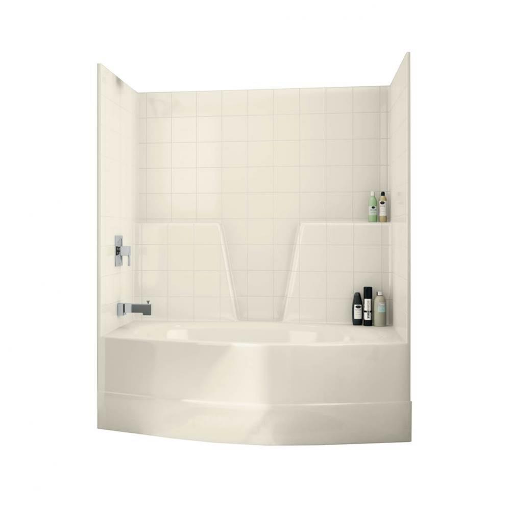 TSOT6042 60 in. x 42 in. x 72 in. 1-piece Tub Shower with Right Drain in Bone