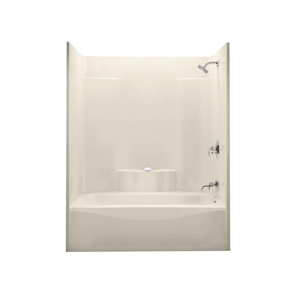 TS 60 in. x 37 in. x 77.5 in. 1-piece Tub Shower with Left Drain in Bone