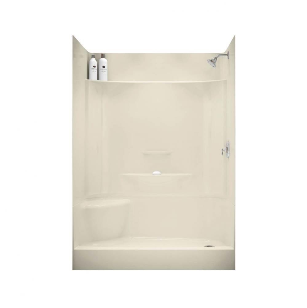 KDS 59.75 in. x 30 in. x 80.125 in. 4-piece Shower with Right Seat, Left Drain in Bone