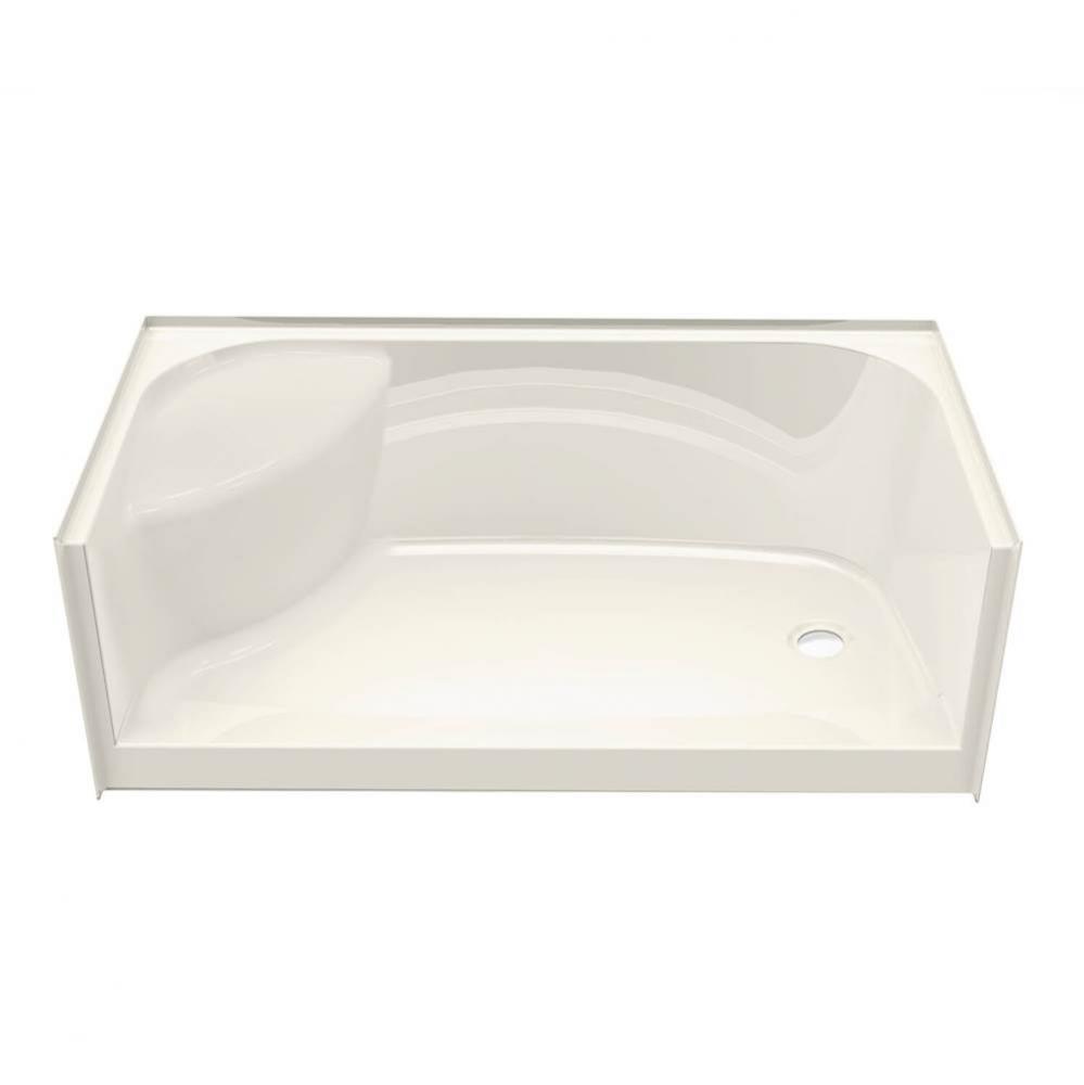 SPS 59.875 in. x 30 in. x 20.125 in. Rectangular Alcove Shower Base with Center Drain in Biscuit