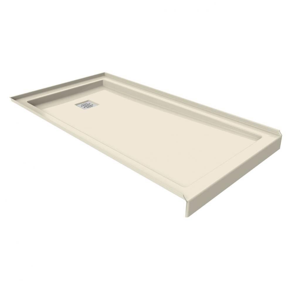 B3 Base 6030 Square Drain Alcove-Deep Installation Bone / Natural