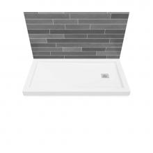 Maax 420006-505-001-102 - B3Square 6036 Acrylic Wall Mounted Shower Base in White with Center Drain