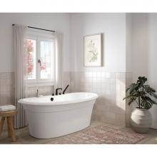 Maax 105744-000-001-100 - Ella Sleek 66 x 36 Acrylic Freestanding Center Drain Bathtub in White with White Skirt