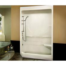 Maax 101150-SR-000-001 - Allegro I 59.25 in. x 33 in. x 84.63 in. 3-piece Shower with Right Seat, Left Drain in White