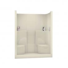 Maax 140088-000-004 - SS3660 60 in. x 36 in. x 75 in. 1-piece Shower with Two Seats, Center Drain in Bone