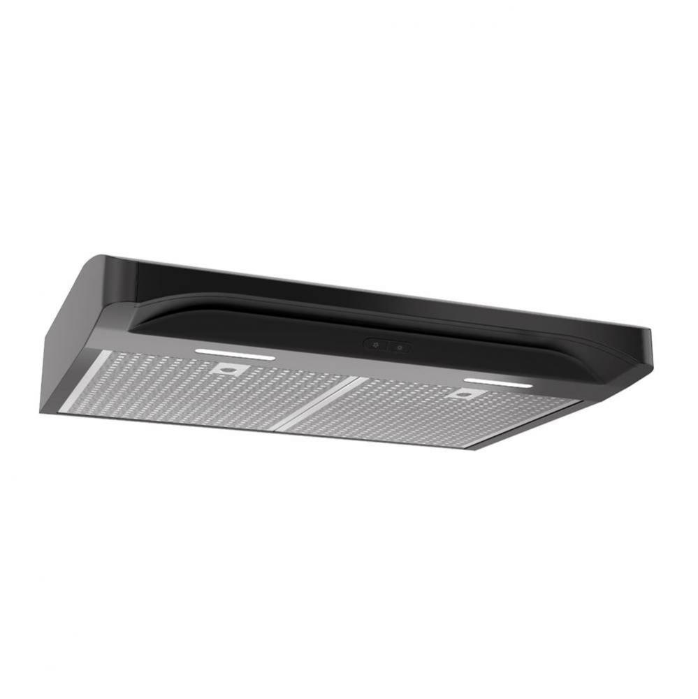 Elite 30-Inch Convertible Under-Cabinet Range Hood, Black, 375 Max Blower CFM