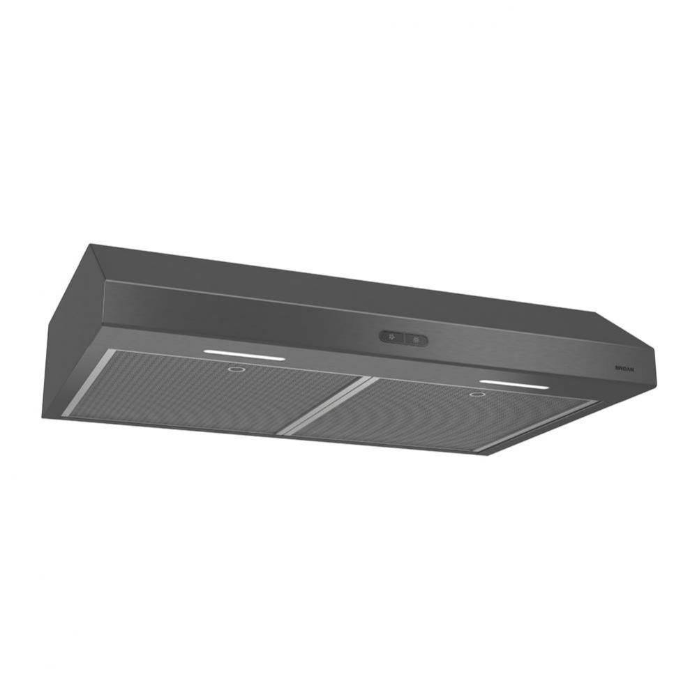 Glacier 30-Inch Convertible Under-Cabinet Range Hood, 375 Max Blower CFM, Black Stainless Steel