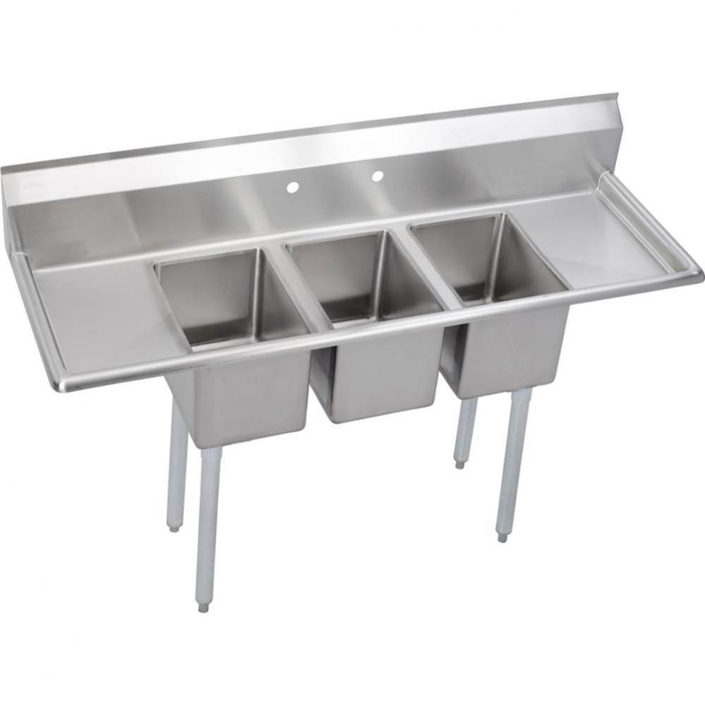 Dependabilt Stainless Steel 66&apos;&apos; x 19-13/16&apos;&apos; x 43-3/4&apos;&apos; 16 Gauge Th