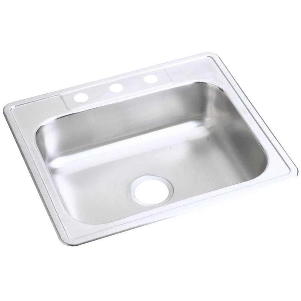 Dayton Stainless Steel 25&apos;&apos; x 22&apos;&apos; x 6-9/16&apos;&apos;, 0-Hole Single Bowl Dr