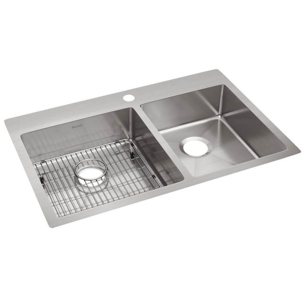 Crosstown 18 Gauge Stainless Steel 33&apos;&apos; x 22&apos;&apos; x 9&apos;&apos;, 1-Hole 60/40 D