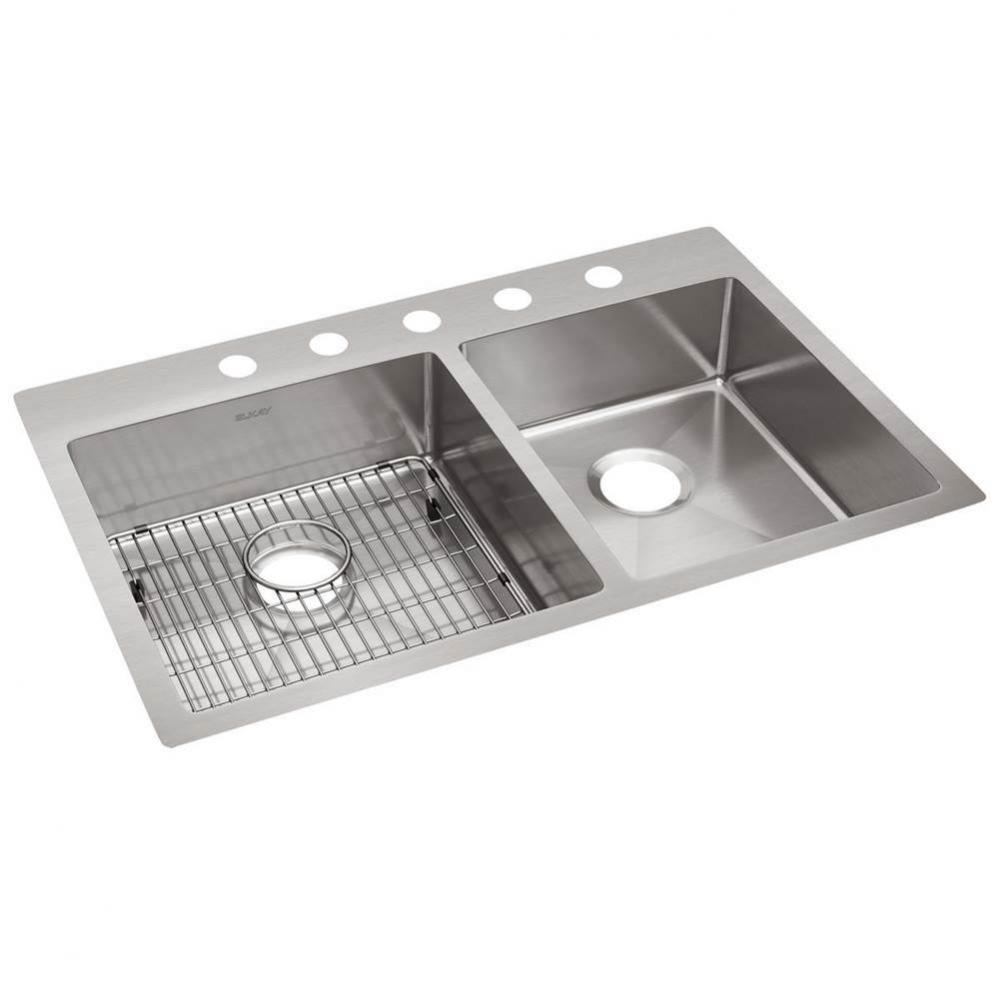 Crosstown 18 Gauge Stainless Steel 33&apos;&apos; x 22&apos;&apos; x 9&apos;&apos;, 5-Hole 60/40 D