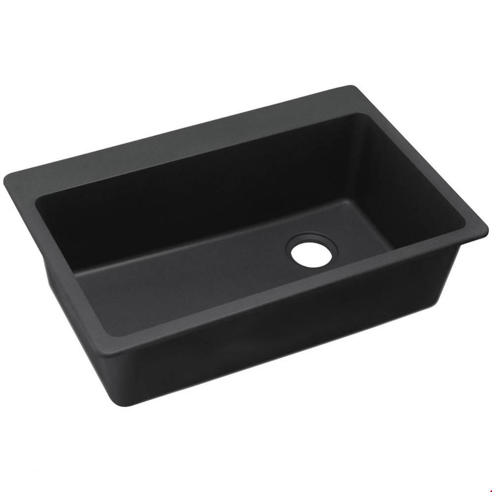 Quartz Classic 33&apos;&apos; x 22&apos;&apos; x 9-1/2&apos;&apos;, Single Bowl Drop-in Sink, Blac