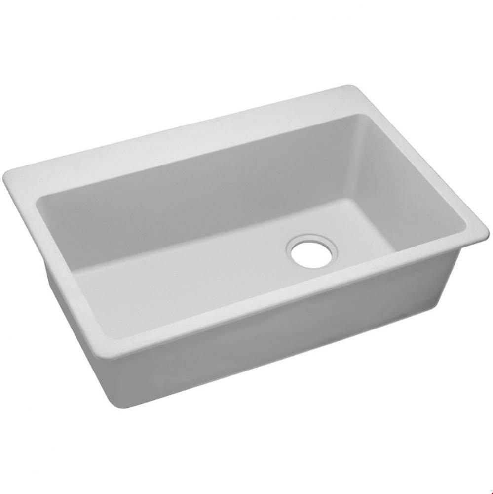 Quartz Classic 33&apos;&apos; x 22&apos;&apos; x 9-1/2&apos;&apos;, Single Bowl Drop-in Sink, Whit