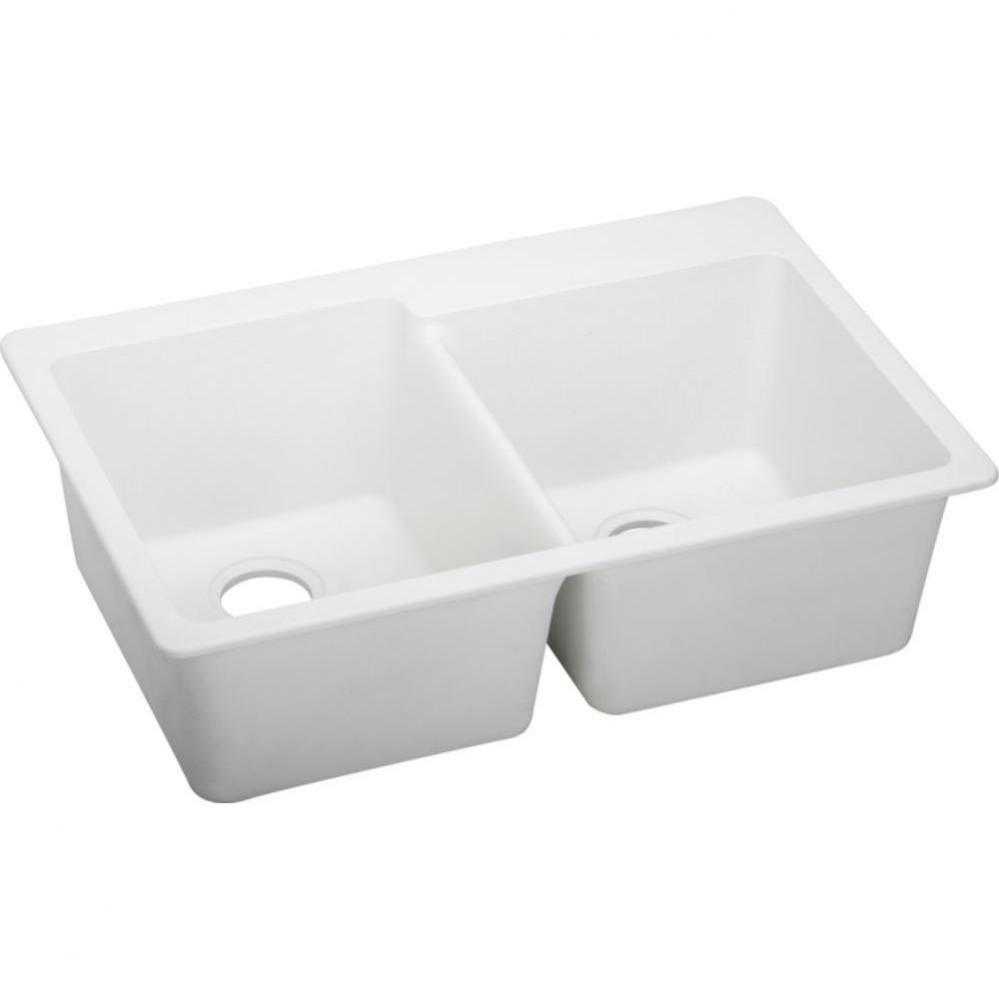 Quartz Classic 33&apos;&apos; x 22&apos;&apos; x 9-1/2&apos;&apos;, Offset Double Bowl Drop-in Sin