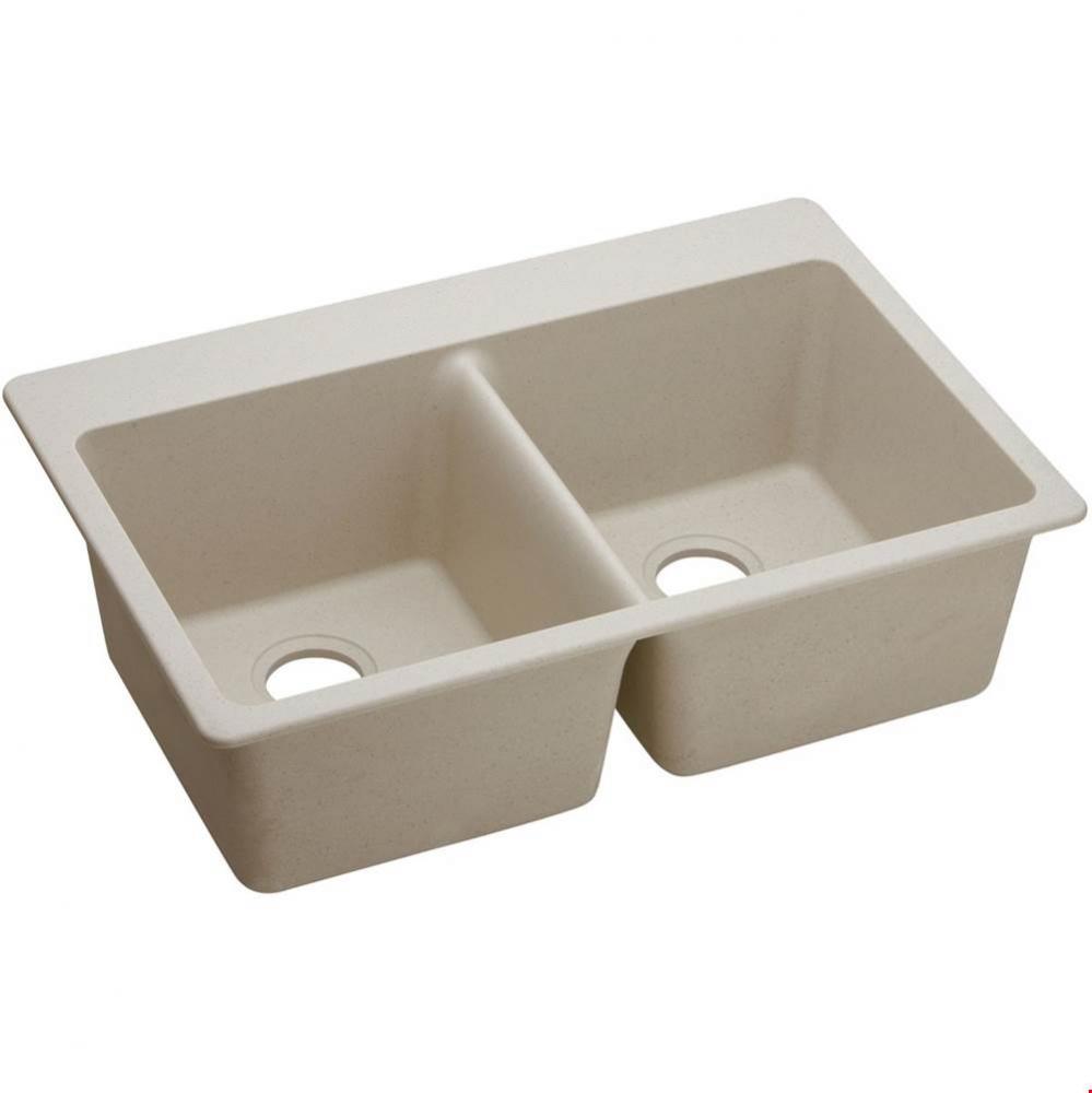 Quartz Classic 33&apos;&apos; x 22&apos;&apos; x 9-1/2&apos;&apos;, Equal Double Bowl Drop-in Sink