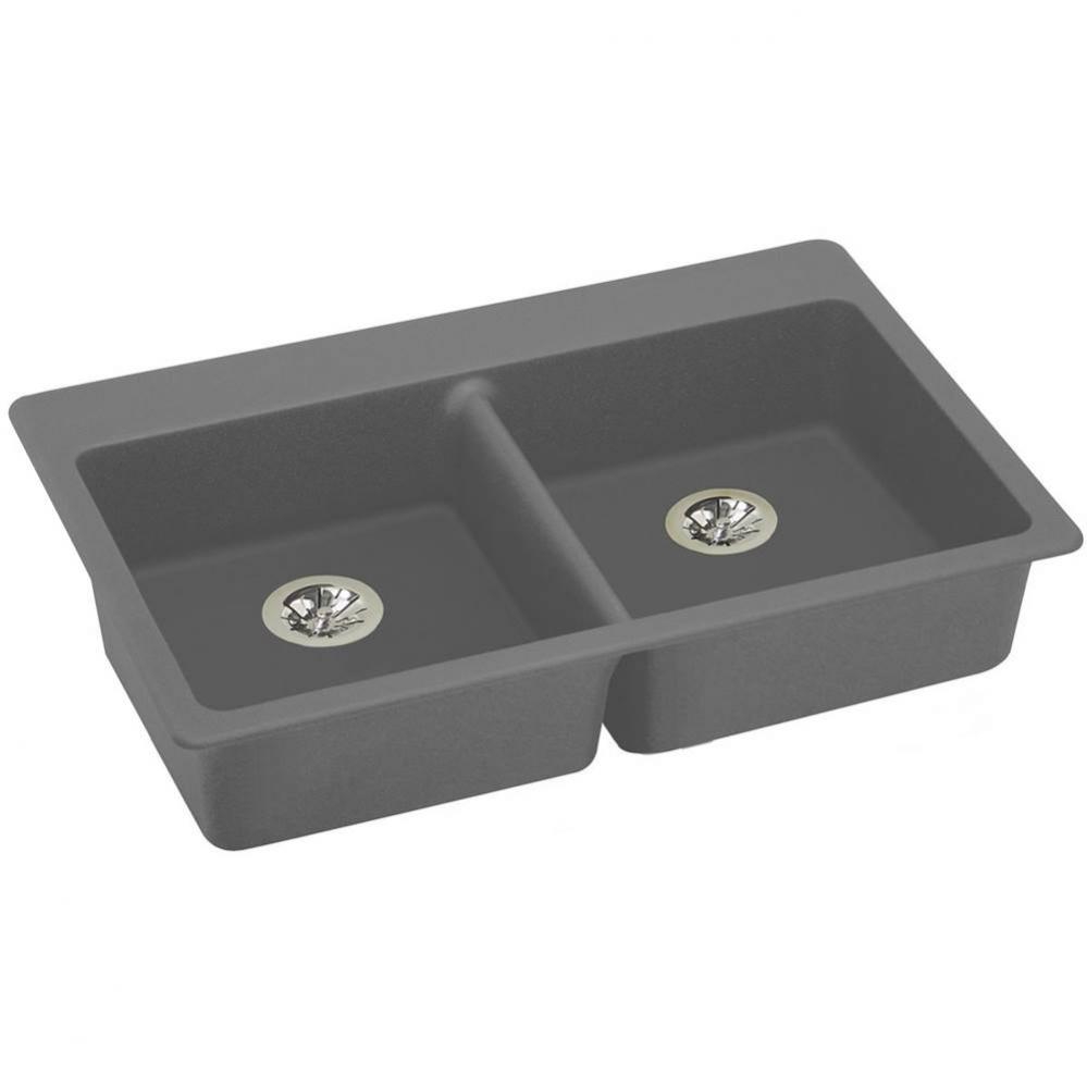 Quartz Classic 33&apos;&apos; x 22&apos;&apos; x 5-1/2&apos;&apos;, Double Bowl Drop-in ADA Sink w