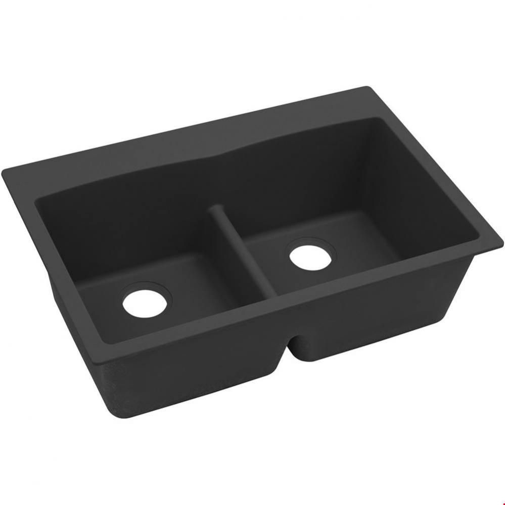 Quartz Classic 33&apos;&apos; x 22&apos;&apos; x 10&apos;&apos;, Equal Double Bowl Drop-in Sink wi