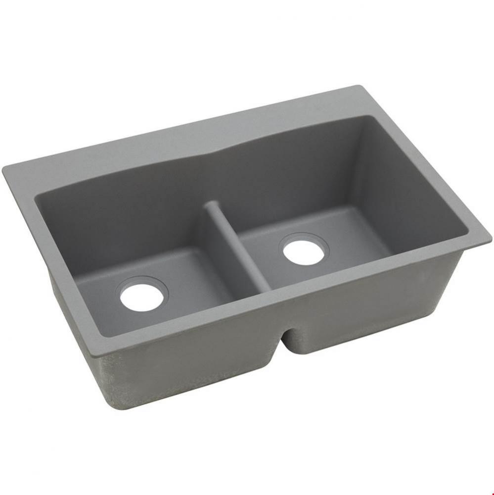 Quartz Classic 33&apos;&apos; x 22&apos;&apos; x 10&apos;&apos;, Equal Double Bowl Drop-in Sink wi