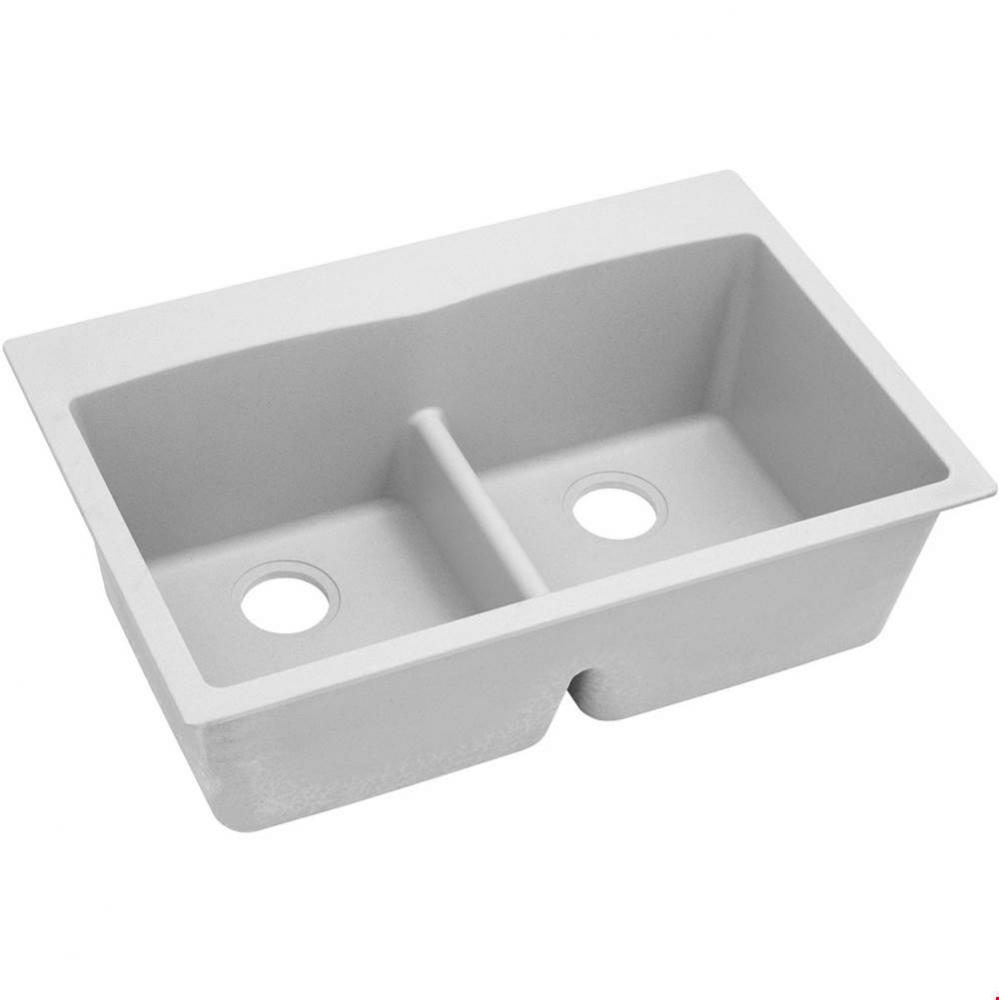 Quartz Classic 33&apos;&apos; x 22&apos;&apos; x 10&apos;&apos;, Equal Double Bowl Drop-in Sink wi