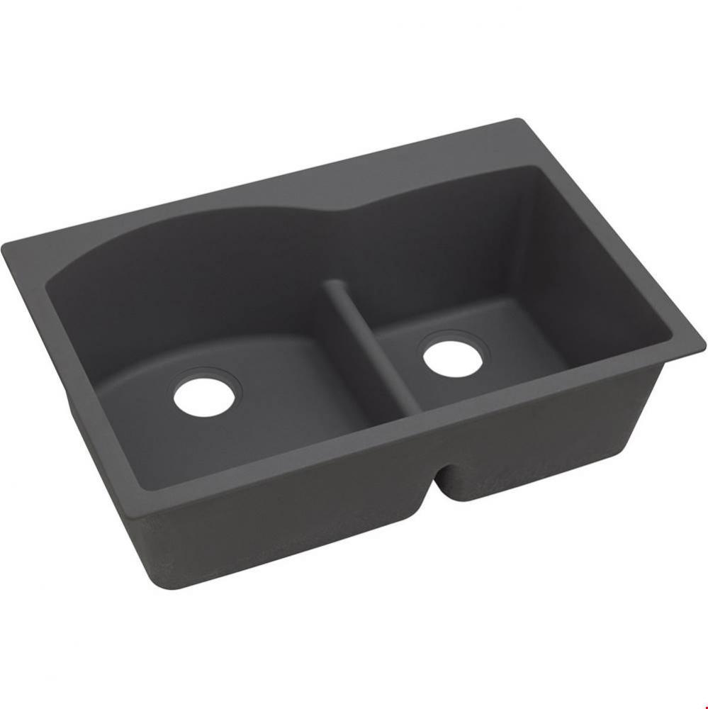 Quartz Classic 33&apos;&apos; x 22&apos;&apos; x 10&apos;&apos;, Offset 60/40 Double Bowl Drop-in