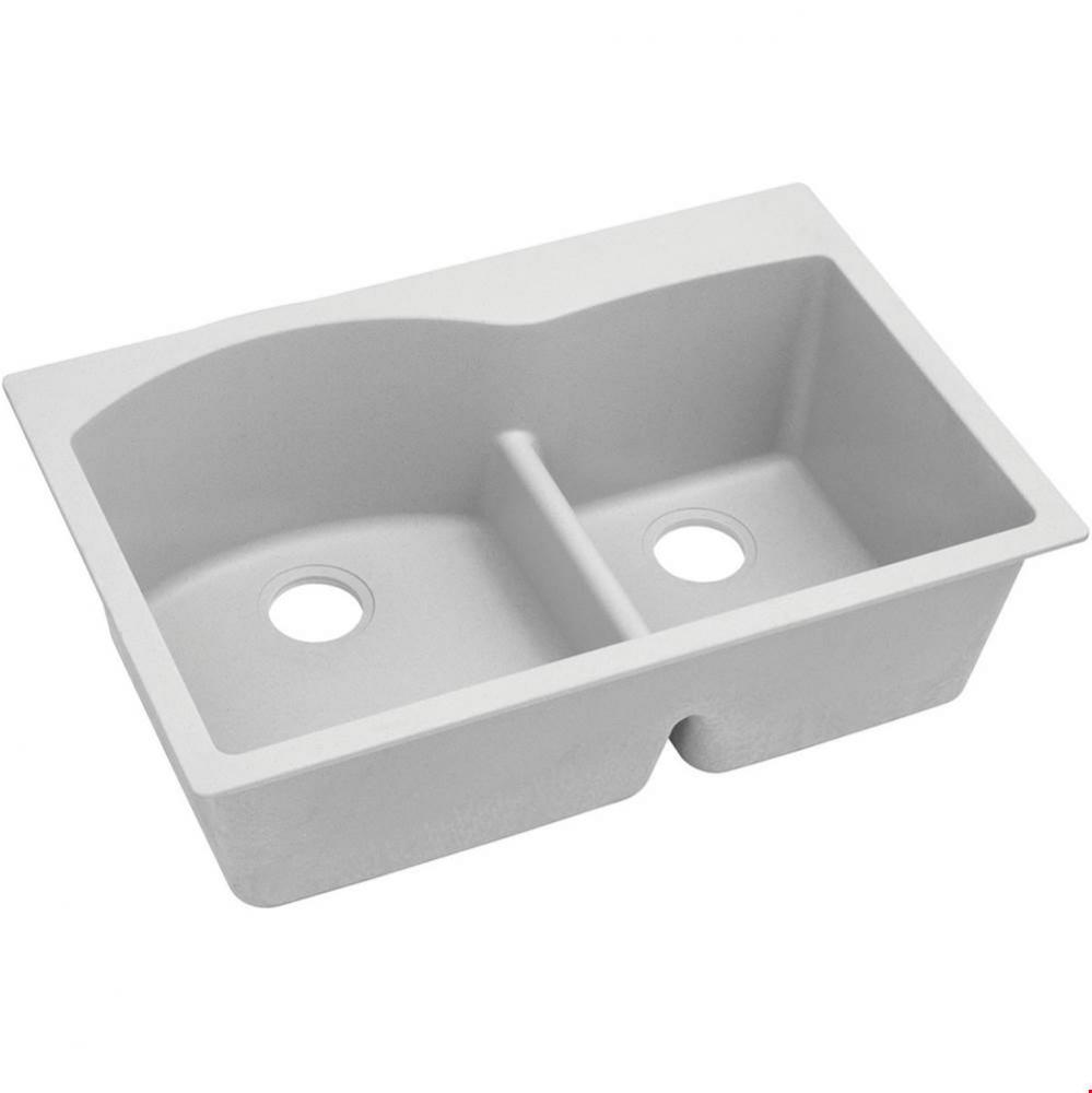 Quartz Classic 33&apos;&apos; x 22&apos;&apos; x 10&apos;&apos;, Offset 60/40 Double Bowl Drop-in